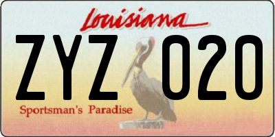 LA license plate ZYZ020