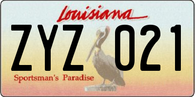 LA license plate ZYZ021