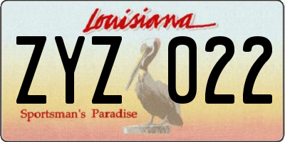 LA license plate ZYZ022