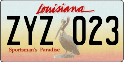 LA license plate ZYZ023