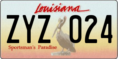 LA license plate ZYZ024