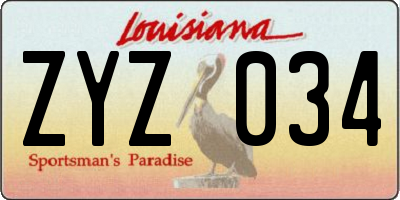 LA license plate ZYZ034