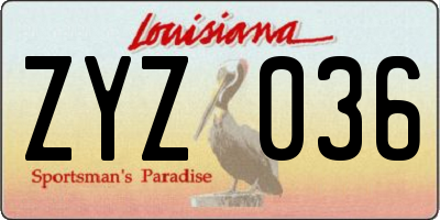 LA license plate ZYZ036