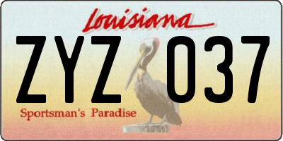 LA license plate ZYZ037