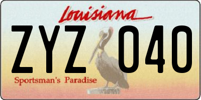 LA license plate ZYZ040