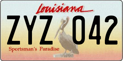 LA license plate ZYZ042