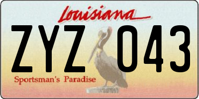 LA license plate ZYZ043