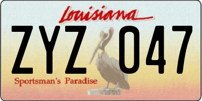 LA license plate ZYZ047