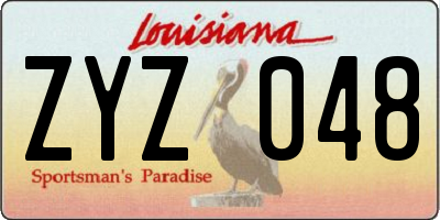 LA license plate ZYZ048