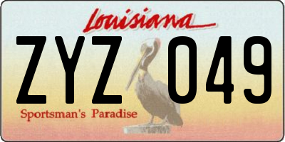 LA license plate ZYZ049