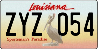 LA license plate ZYZ054