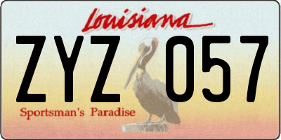 LA license plate ZYZ057