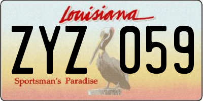 LA license plate ZYZ059