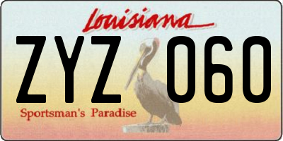 LA license plate ZYZ060