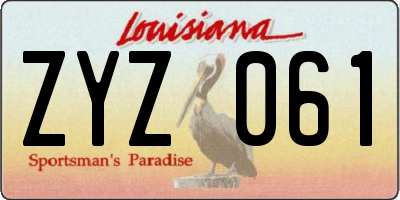 LA license plate ZYZ061