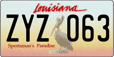 LA license plate ZYZ063