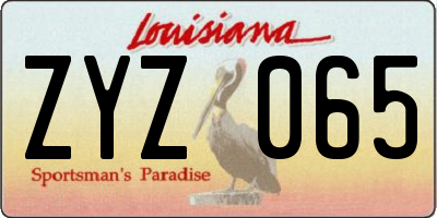 LA license plate ZYZ065