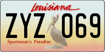 LA license plate ZYZ069