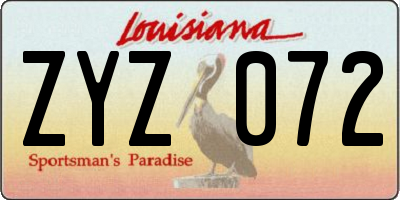 LA license plate ZYZ072