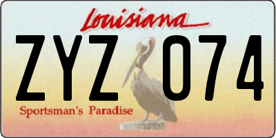 LA license plate ZYZ074