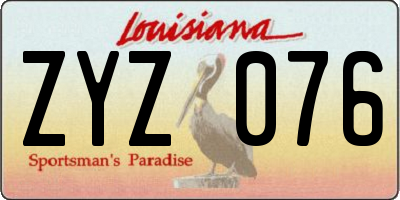 LA license plate ZYZ076