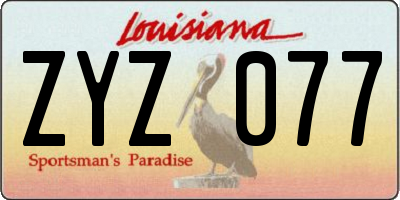 LA license plate ZYZ077