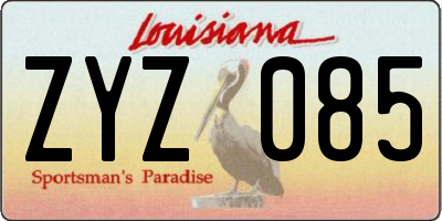 LA license plate ZYZ085