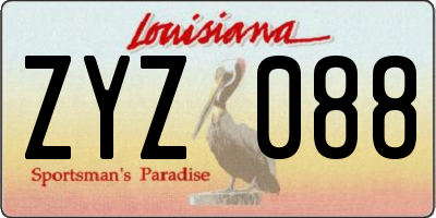 LA license plate ZYZ088