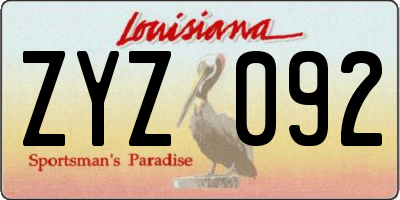 LA license plate ZYZ092