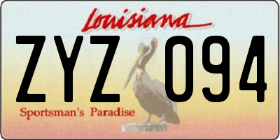 LA license plate ZYZ094