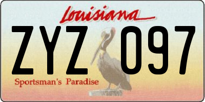 LA license plate ZYZ097