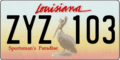 LA license plate ZYZ103