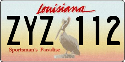 LA license plate ZYZ112