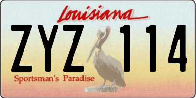 LA license plate ZYZ114