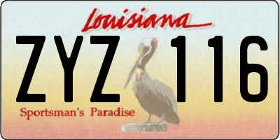 LA license plate ZYZ116