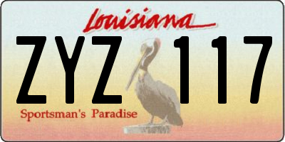 LA license plate ZYZ117