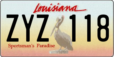 LA license plate ZYZ118