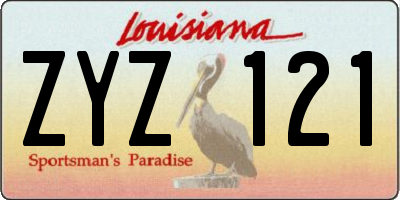 LA license plate ZYZ121