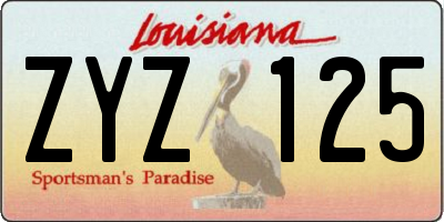 LA license plate ZYZ125