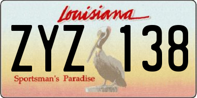 LA license plate ZYZ138