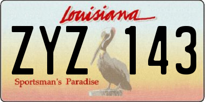 LA license plate ZYZ143