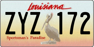 LA license plate ZYZ172