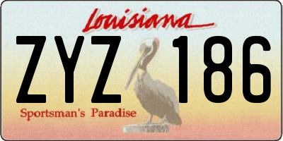 LA license plate ZYZ186