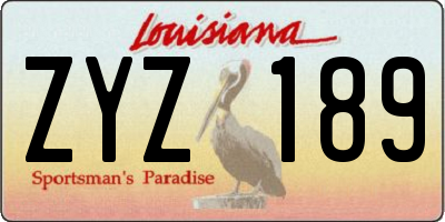 LA license plate ZYZ189