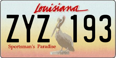 LA license plate ZYZ193