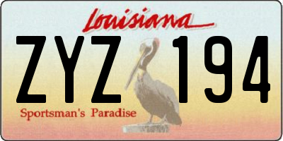 LA license plate ZYZ194