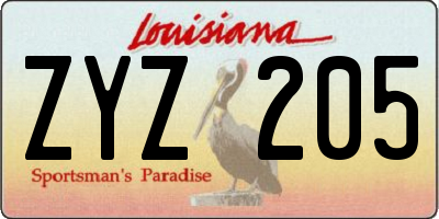 LA license plate ZYZ205