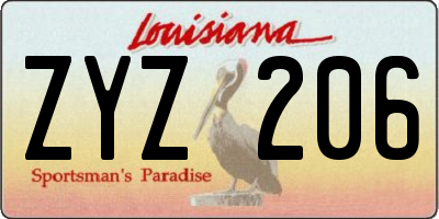 LA license plate ZYZ206