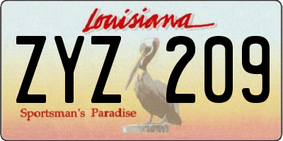 LA license plate ZYZ209