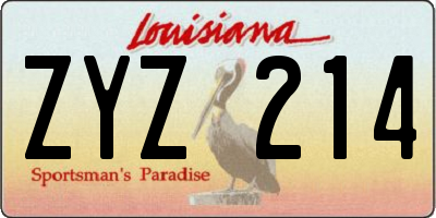 LA license plate ZYZ214